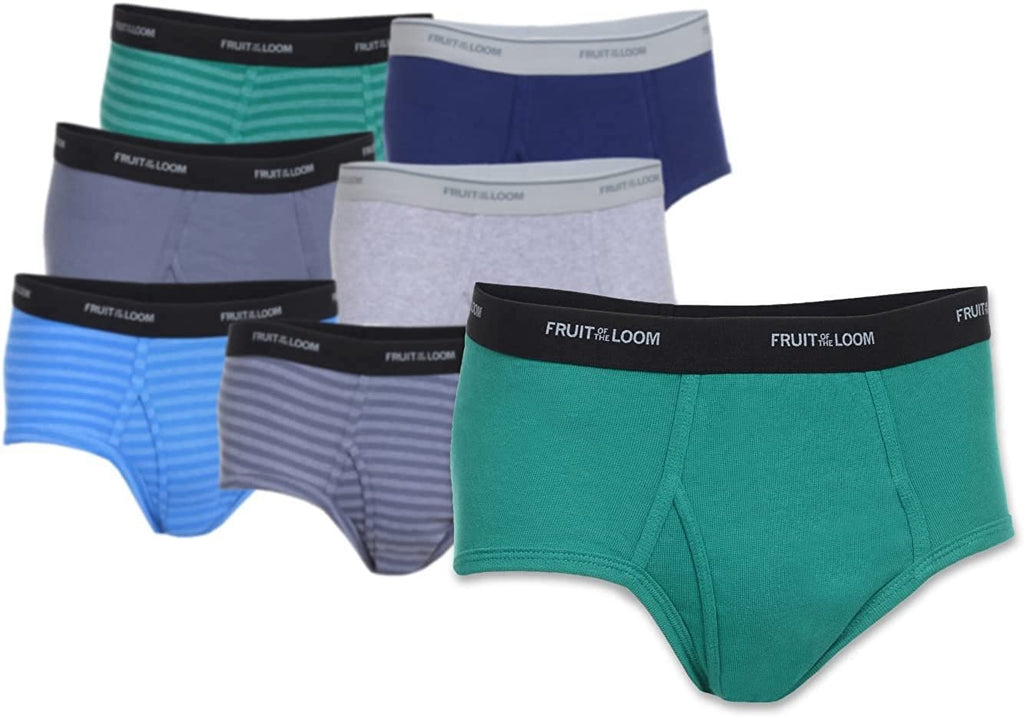 Fruit of the Loom Men's Fashion Briefs 12-Pack Value MYSTERY COLORS Cotton Waistbands Vary S-3X