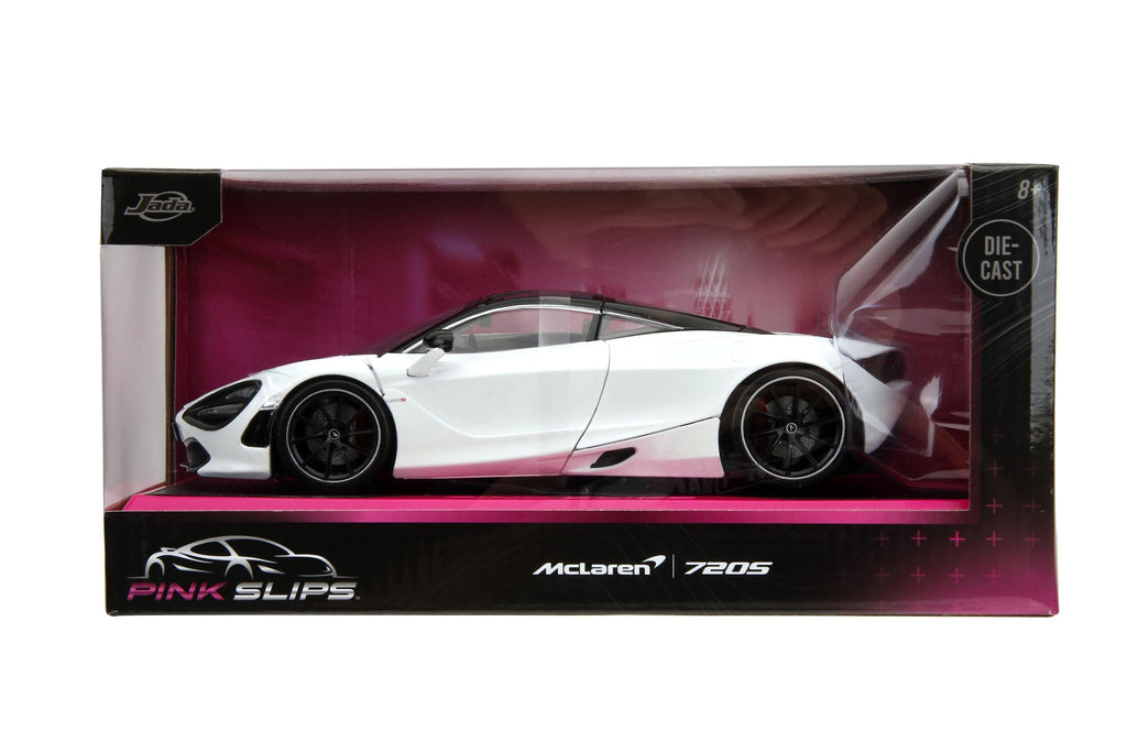 Pink Slips 1:24 W6 McLaren 720S Die-Cast Car w/Base, Toys for Kids and Adults(White)