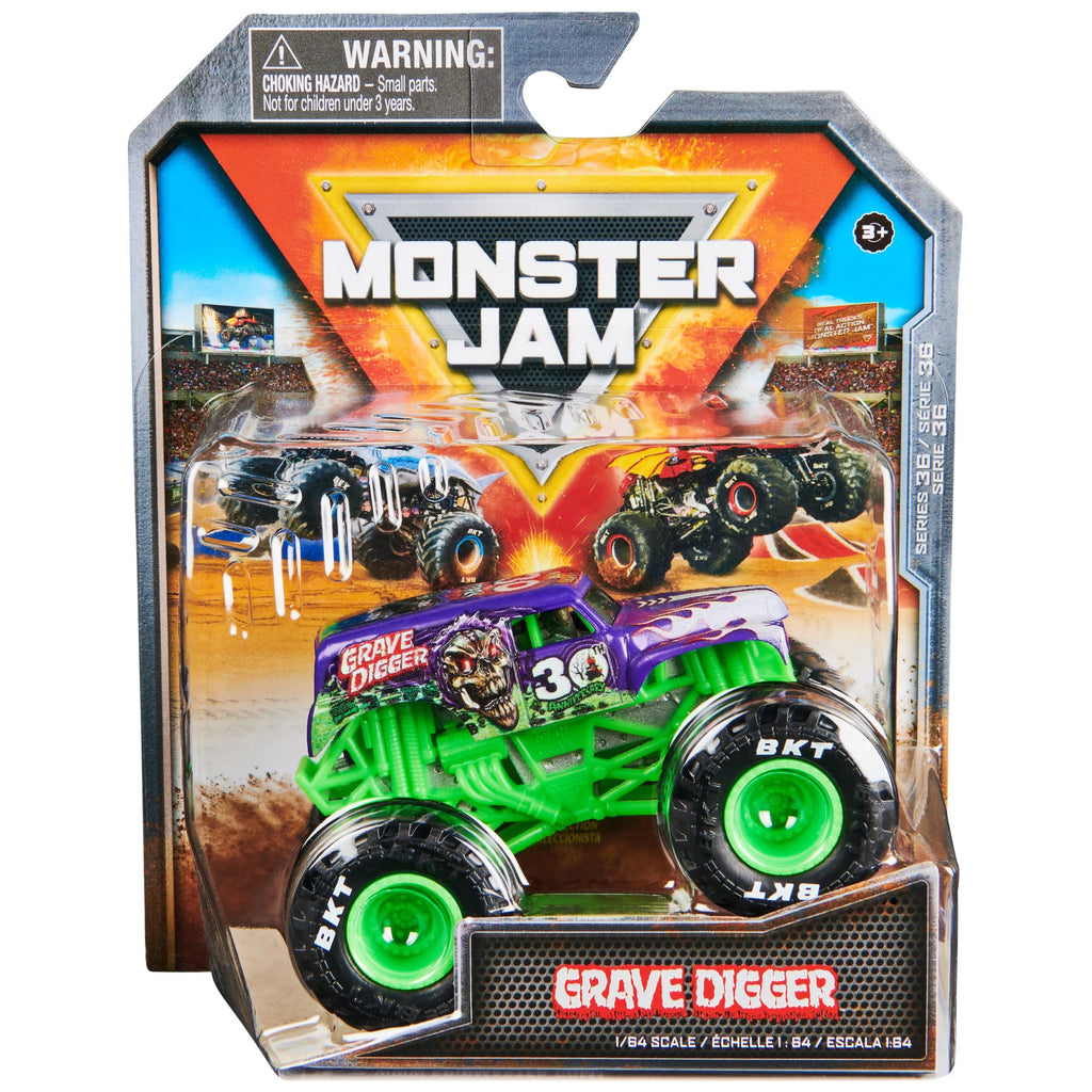 Monster Jam, Official Grave Digger Monster Truck, Die-Cast Vehicle, 1:64 Scale, Kids Toys for Boys Ages 3 and up