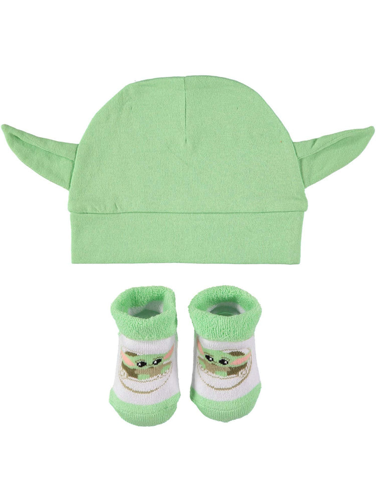 STAR WARS Baby Boys The Mandalorian Cap and Bootie Set - Baby Yoda Baby Gift Set with Hat and Socks