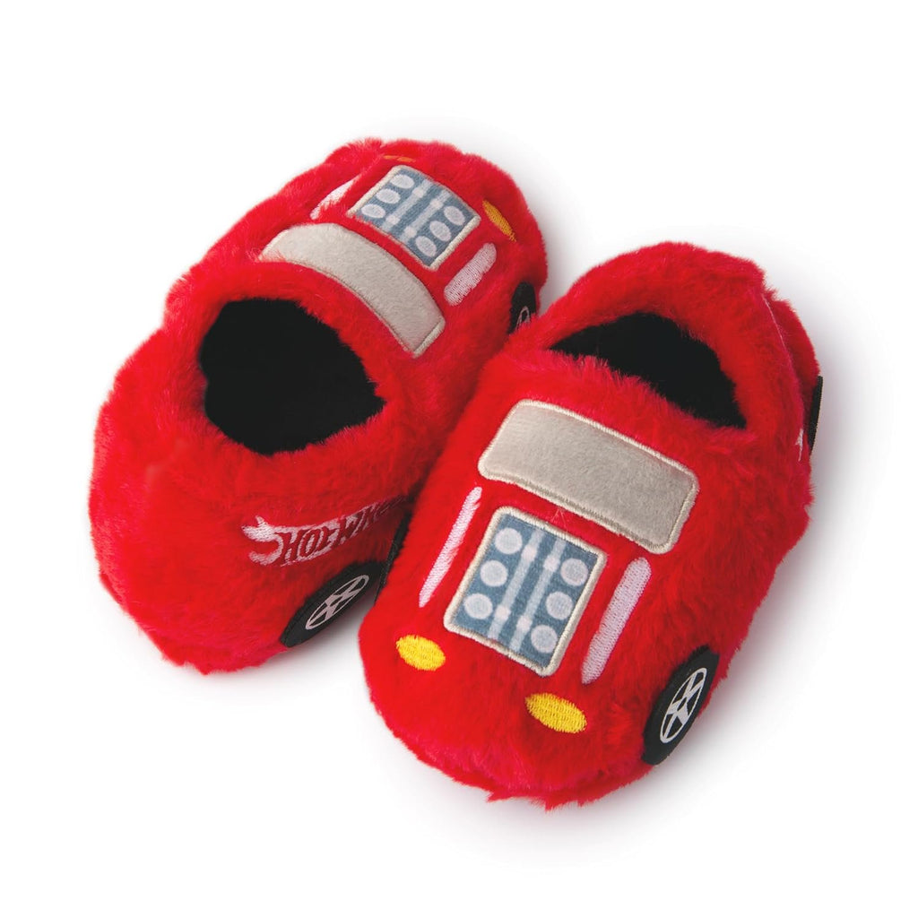 Handcraft Hot Wheels Toddler Boys Embroidered Slippers, Red, 5-6 Toddler