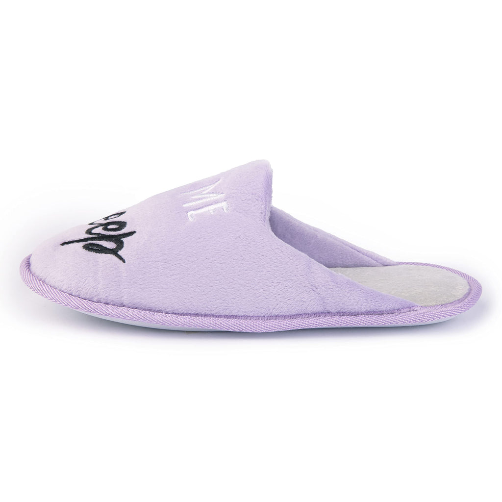 Handcraft Staycation NYC Ladies Funny Quote Scuff Slipper, Plush Non Slip House Slippers for Women, Comfy Soft Sole Bedroom Shoes