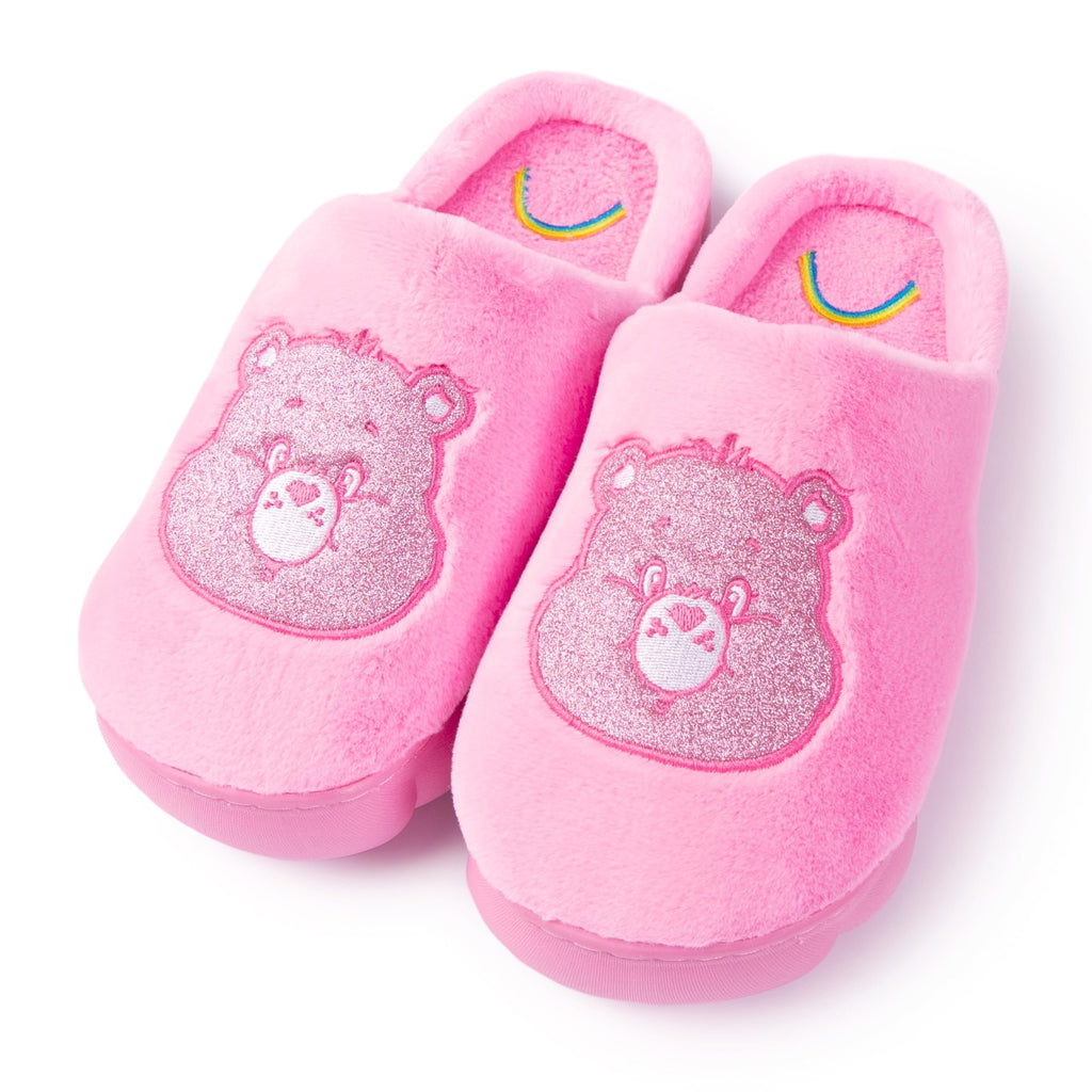 Care Bears Unisex Cozy Plush Memory Foam Indoor Outdoor Soled Slipper in Sizes S-XL, Cheer Bear-Pink Terry Clog, Large Women