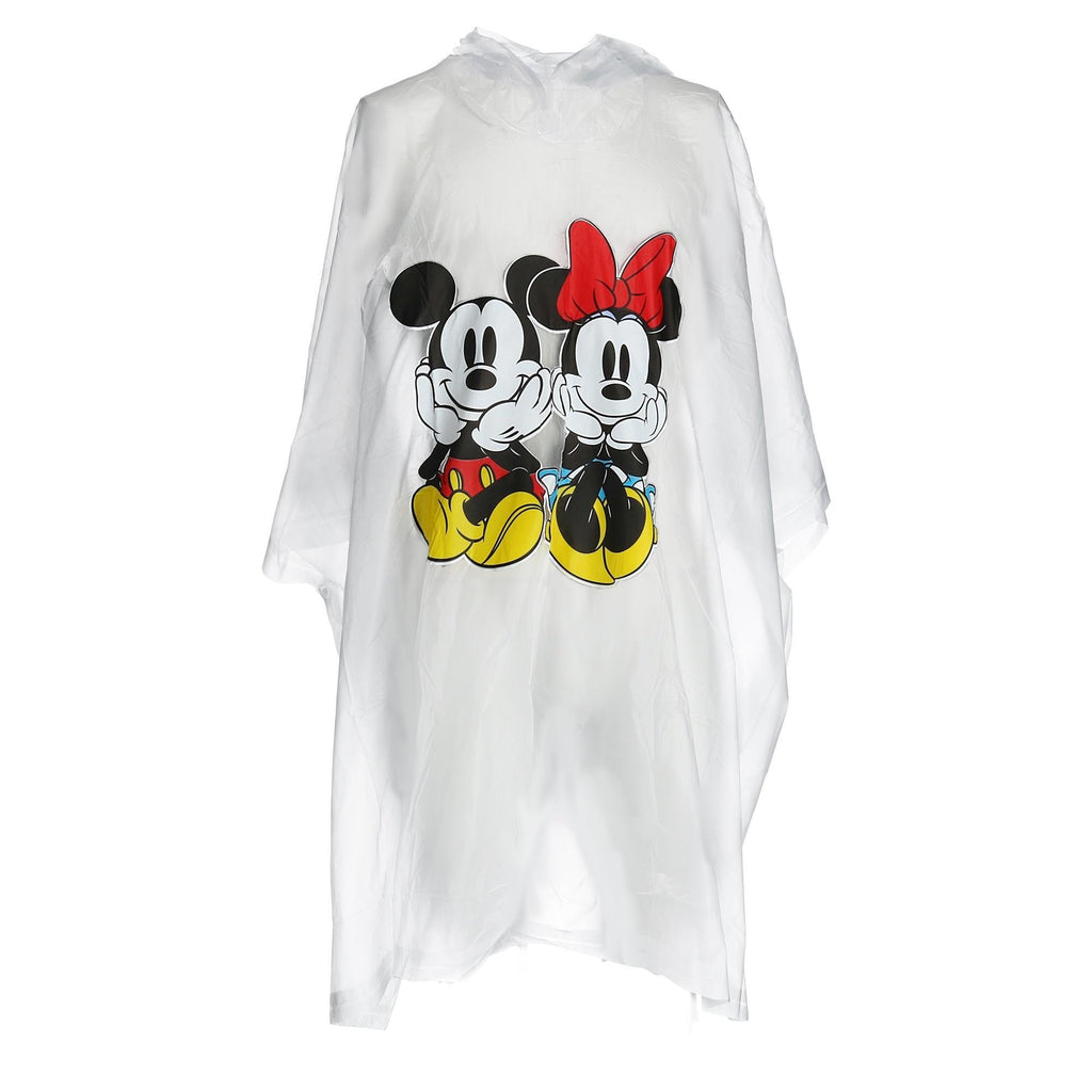 Disney Youth Mickey Minnie Sitting Family Rain Poncho Raincoat Keep Dry Clear