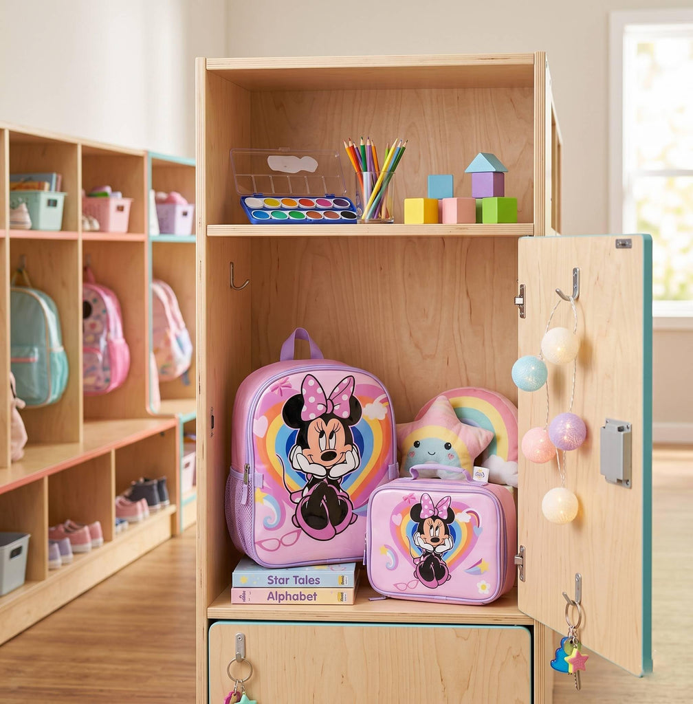 Fast Forward Minnie Mouse 16" Backpacks With Lunch Bag - Licensed Characters Kids Schoolbag