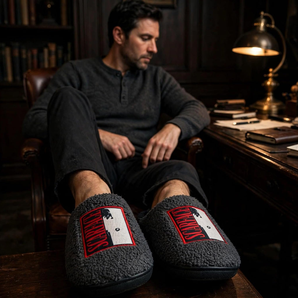 Handcraft Scarface Men's Boucle Clog Slippers with Applique, Oxford Grey, Small