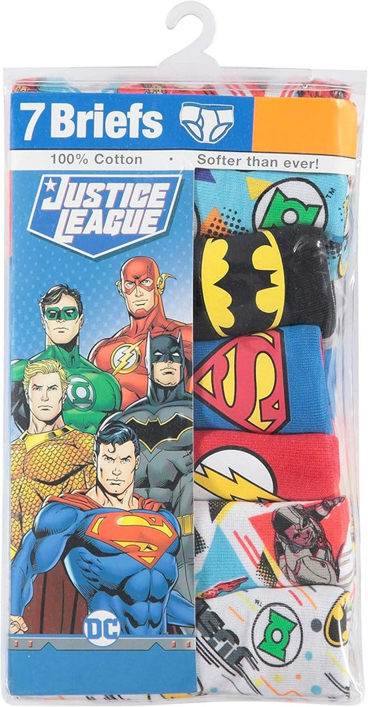 DC Comics Boys' 100% Cotton Briefs with Prints Including Superman, Batman, The Flash Logos, Sizes 2/3t, 4t, 4, 6, 8