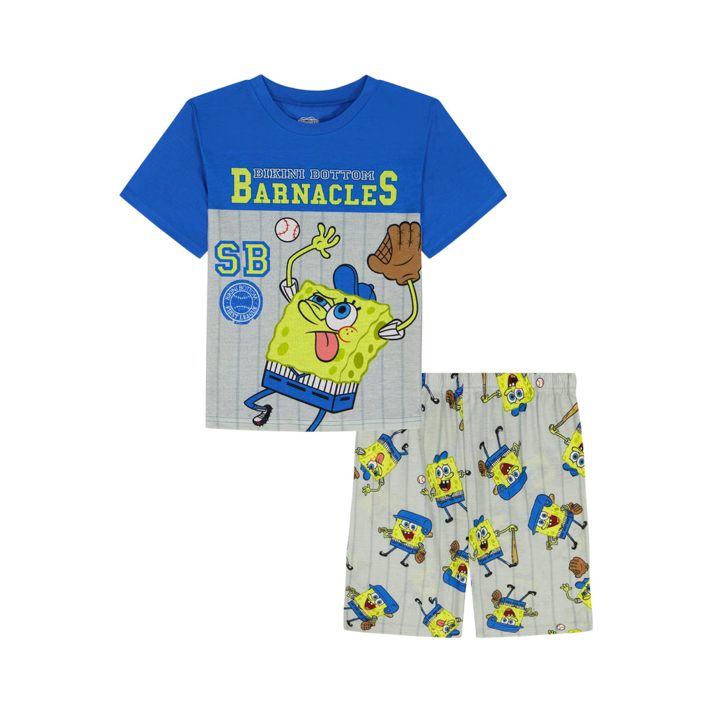 Nickelodeon Boys' 2-Piece Loose-fit Pajama Set, Soft & Cute for Kids, SPONGE LEAGUE, 4