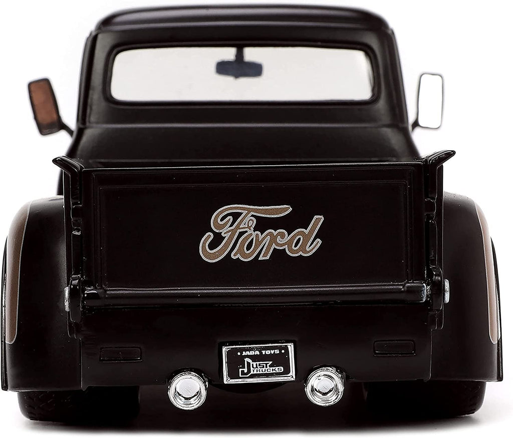 Jada Toys Just Trucks 1:24 1956 Ford F-100 Die-cast Car Black/Brown with Tire Rack, Toys for Kids and Adults