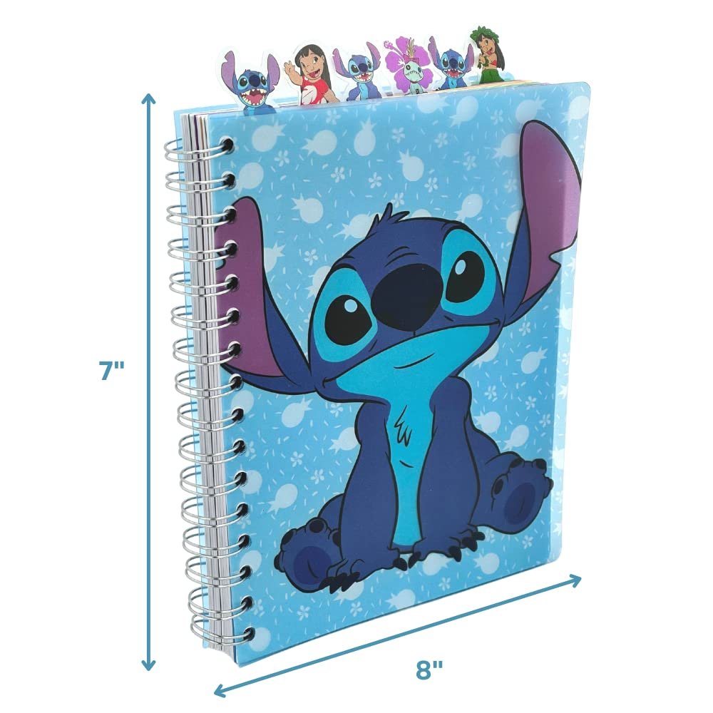 Disney Lilo and Stitch Tab Journal Notebook, Spiral Bound, 144 Lined Pages, 8 x 7 inches, Blue
