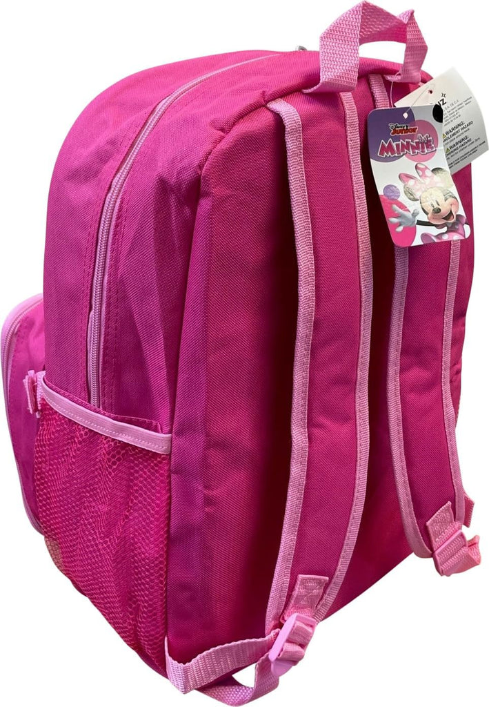 Kid's Licensed 16 Inch Backpack With Removable Lunch Box Set (Minnie Mouse Pink)