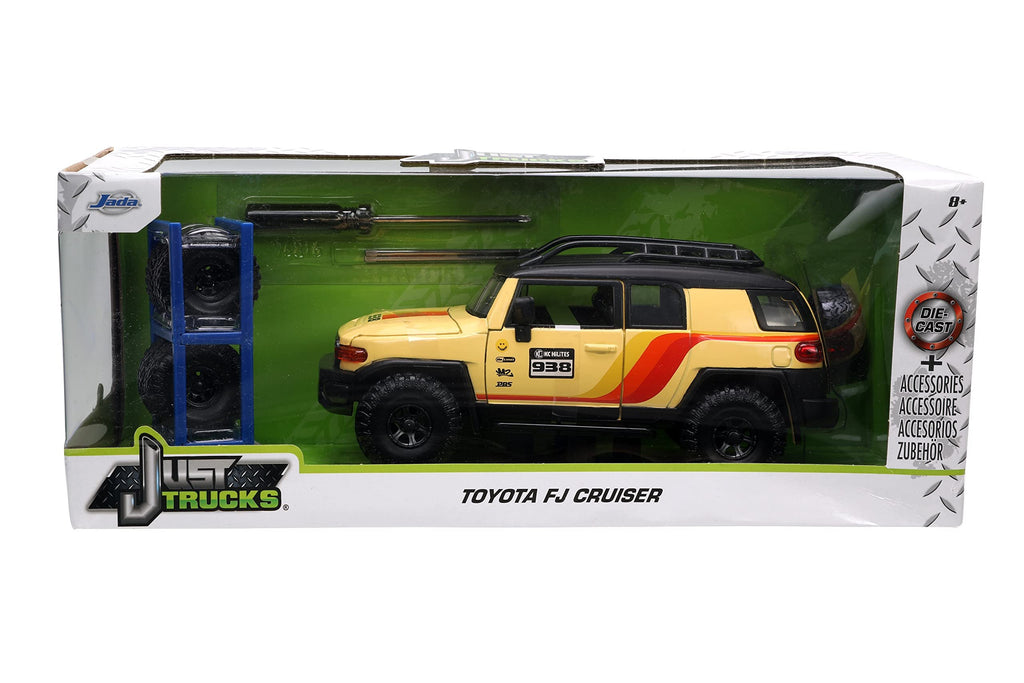 Just Trucks 1:24 Toyota FJ Cruiser with Rack Die-cast Car Yellow, Toys for Kids and Adults