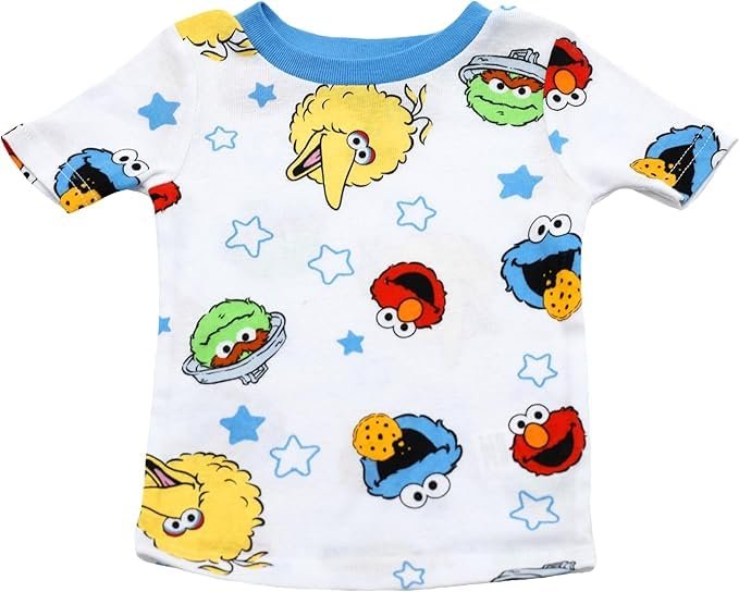 Centric Brands Sesame Street 4-Piece Pajama Set with Elmo, Cookie Monster, Oscar & Big Bird – Baby Sizes 12M–24M