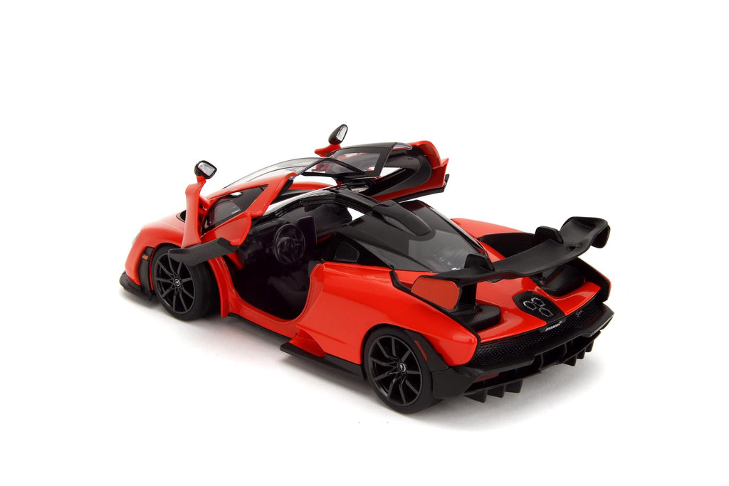 Jada Toys McLaren Senna - Fast & Furious 1:24 Scale Die-Cast Vehicle – Detailed Interior, Opening Hood, Doors, and Trunk – Collectible Model Car for Ages 8+ - Orange/Black