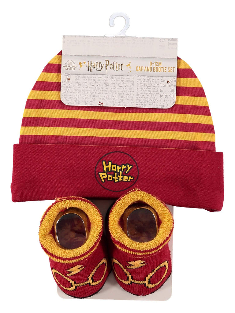 Harry Potter Baby Boys Cap and Bootie Set - Baby Gift Set with Hat and Socks for 0-12 Months (Yellow/Red, 0-12Months)