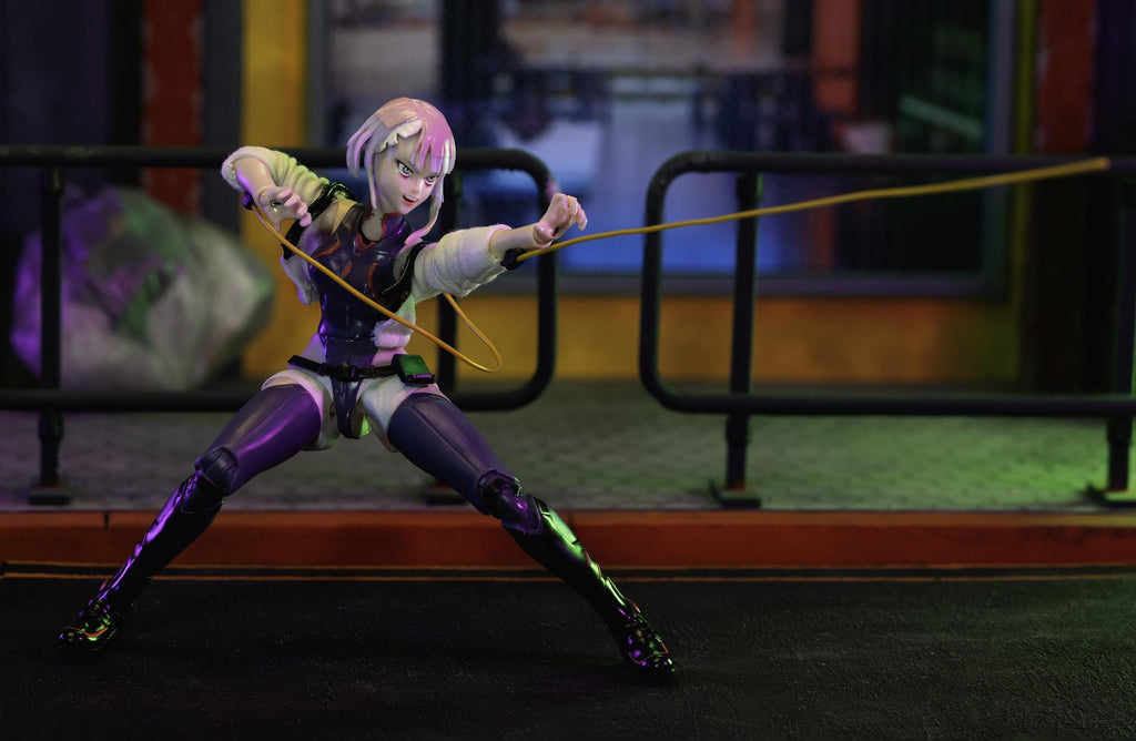 Jada Cyberpunk Edgerunners Lucy - 1:12 Scale Action Figure - 5.7” Highly Articulated Collectible with Accessories - Ages 15+ - Soft Goods Jacket, Detailed Sculpt