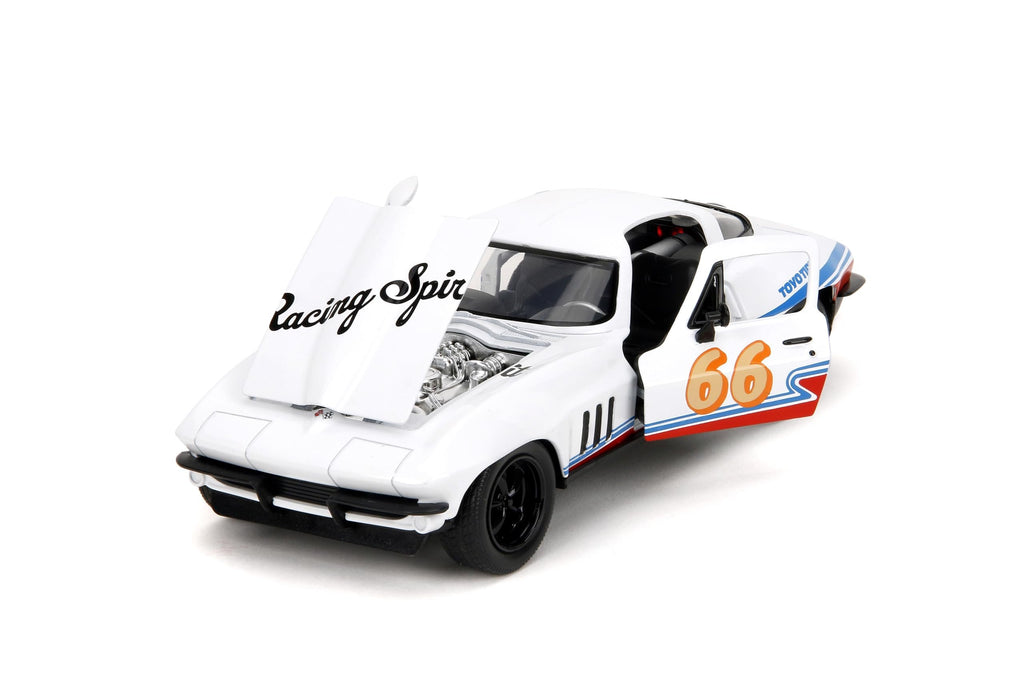 Big Time Muscle 1:24 1966 Chevy Corvette Sting Ray Die-Cast Car, Toys for Kids and Adults(White)