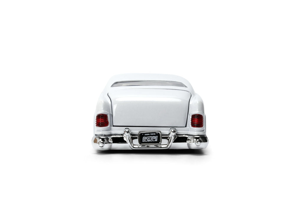 Jada Toys Bigtime Muscle 1:24 1951 Mercury Die-cast Car – Opening Doors, Hood, Trunk, Rubber Tires(White/Gold Flames)