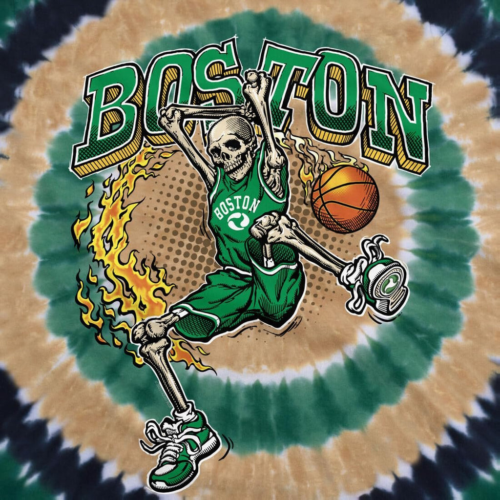 Liquid Blue Boston Dunker Basketball Skeleton Tie-Dye T-Shirt XL