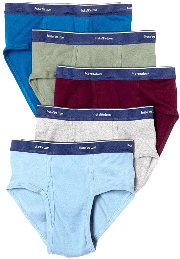 Fruit of the Loom 5 Pk Men's Briefs Stripe/solid Whit Fashion Plush-backed Waistband