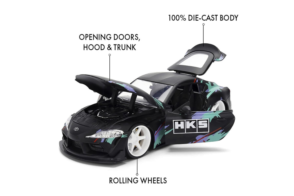 Jada 2020 Toyota GR Supra HKS, Black/Green Toys 37023-1/24 Scale Diecast Model Car