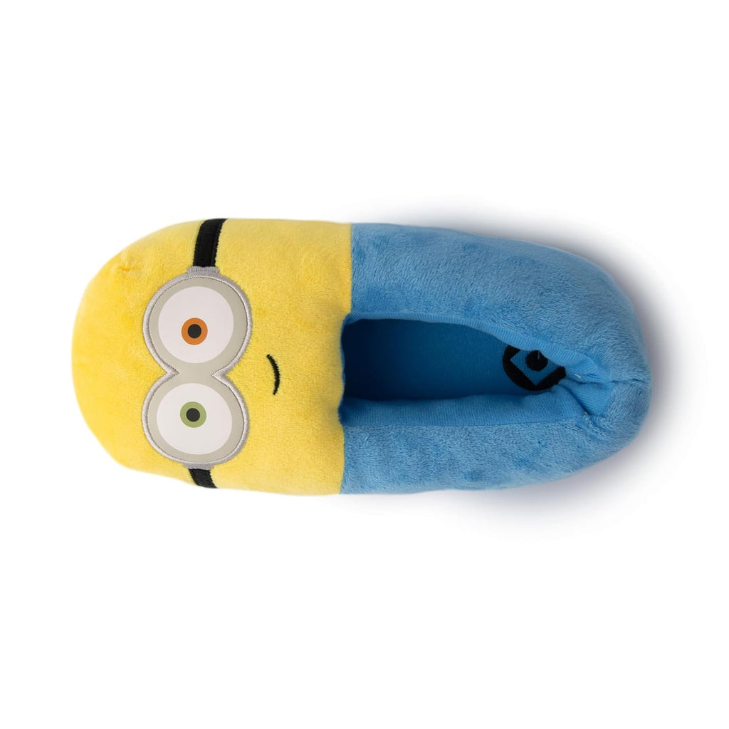 Handcraft Minions Kids Oversized Plush Step-In Slippers with 2 Eyes, Yellow, 7-8 Big Kid
