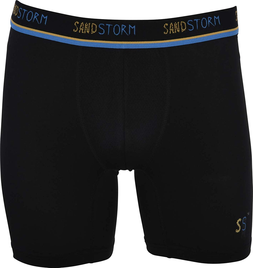 Black/Silver Heather/Polaris Sand Storm Mens Performance Boxer Briefs - 6-Pack No-Fly Tagless Breathable Underwear S-5XL Regular or Plus Size