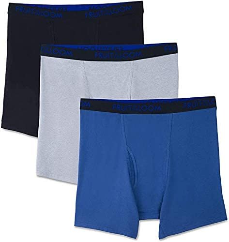 Black/Grey Fruit of the Loom Men's Cotton Performance Boxer Briefs (12 Pack)