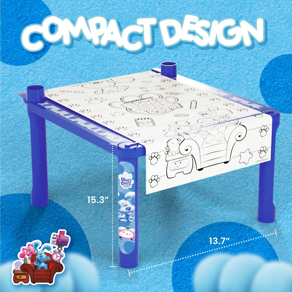 Nickelodeon Coloring Art Paper Roll with Plastic Desk Holder, Crayons & Stickers - Color & Craft Art Table - Activity Floor Desk, Ages 3-6