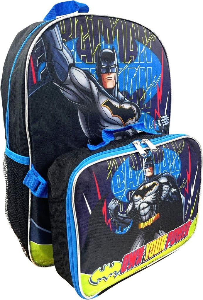 Ruz Batman Dark Knight 16 Inch Backpack With Detachable Matching Lunch Box