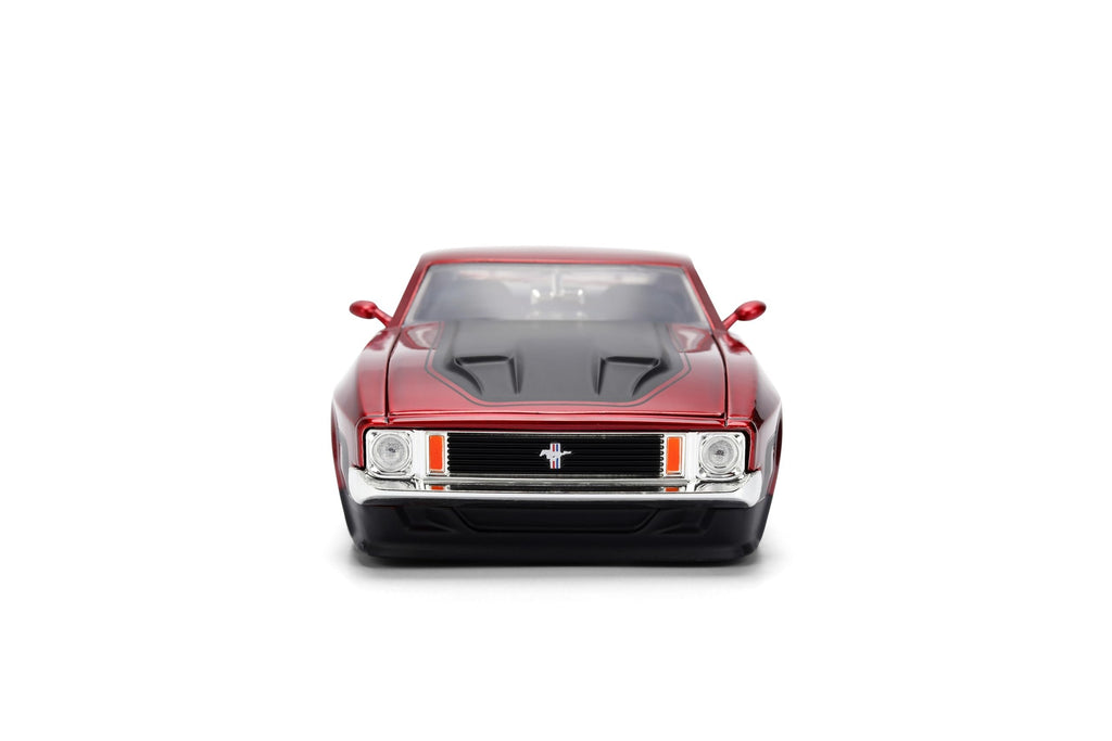 Jada Toys Bigtime Muscle 1:24 1973 Ford Mustang Mach 1 Die-cast Car – Opening Doors, Hood, Trunk, Rubber Tires(Candy Red)