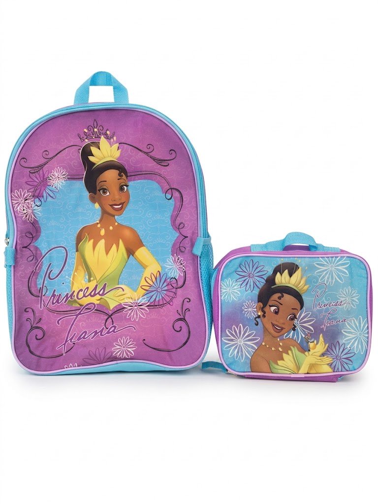 Fast Forward Tiana 16" Backpacks With Lunch Bag - Licensed Characters Kids Schoolbag