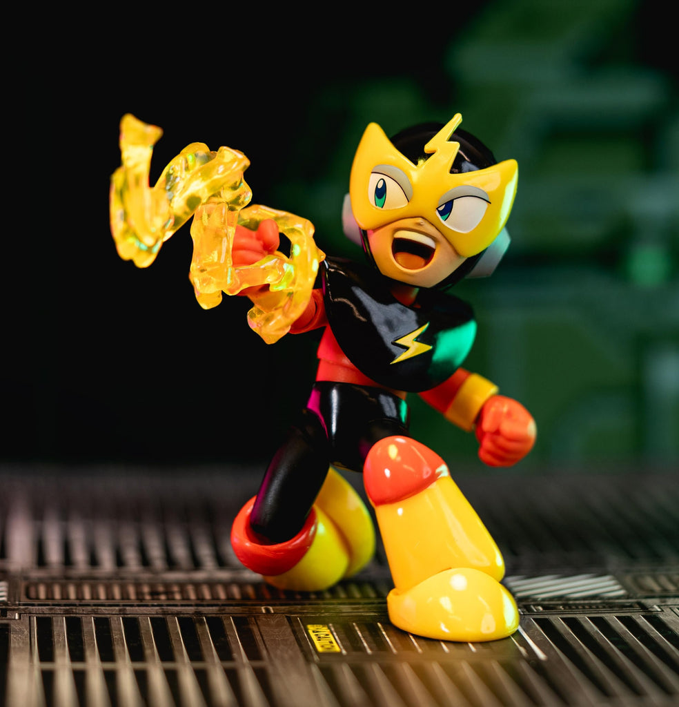 Jada Toys Mega Man 4" Elec Man - 1:12 Scale Action Figure, Wave 2 – Over 15 Points of Articulation, Alternate Hands & Head, Lightning Bolt Accessory