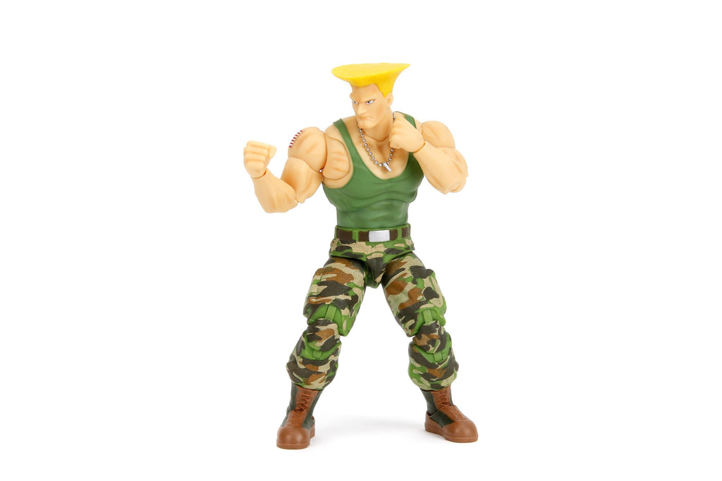Jada Toys Street Fighter II Guile Action Figure 1:12 Scale, 6" Tall, Interchangeable Heads, Hands & Accessories