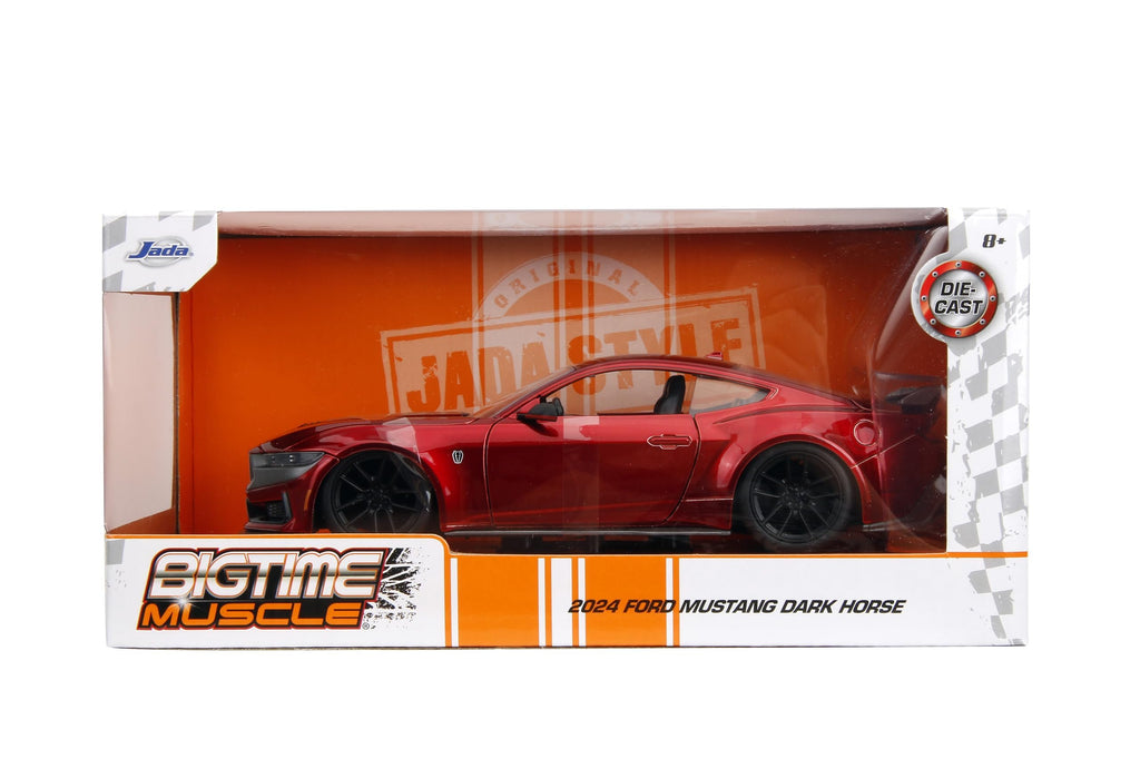 Big Time Muscle 1:24 2024 Ford Mustang GT Dark Horse Die-Cast Car, Toys for Kids and Adults(Candy Red)
