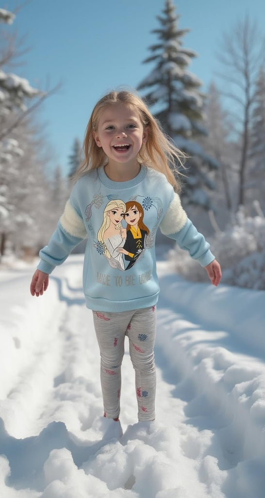 Disney Frozen Girls Sweatshirt Fleece Fur and Legging Pants Set for Toddlers and Little Kids Elsa Anna Princess