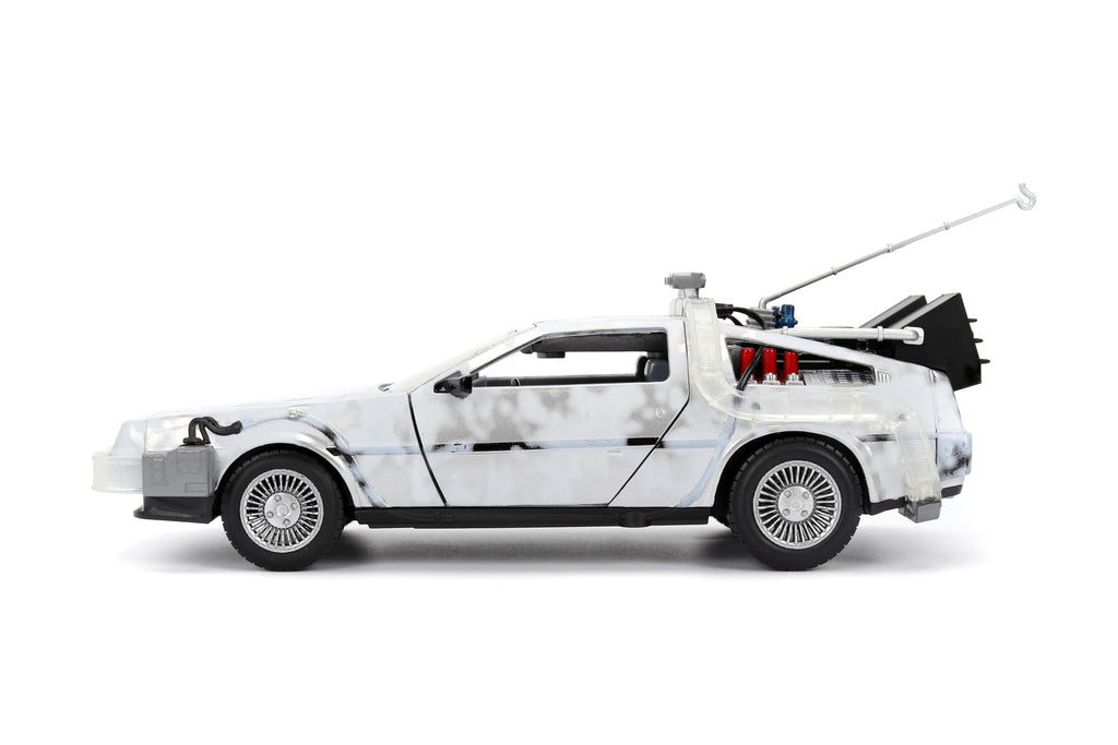Jada Hollywood Rides – Back to The Future Time Machine (Frost Version) – 1:24 Scale – Die-Cast Car – Opening Doors & Hood – Hobby Edition – Collectible – Ages 8+ – Silver/White