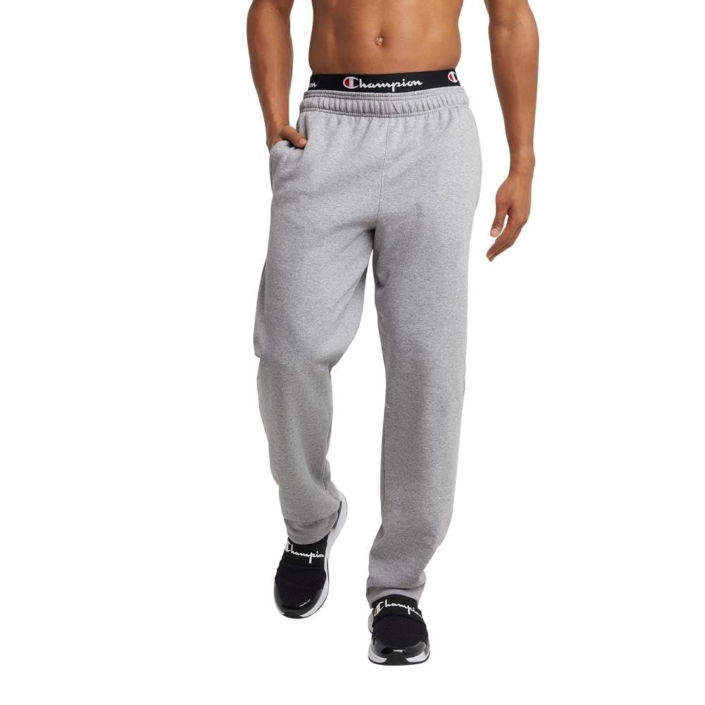 Champion, Powerblend, Fleece Open-Bottom Sweatpants for Men (Reg Tall), Oxford Gray C Patch Logo, 3X-Large Big