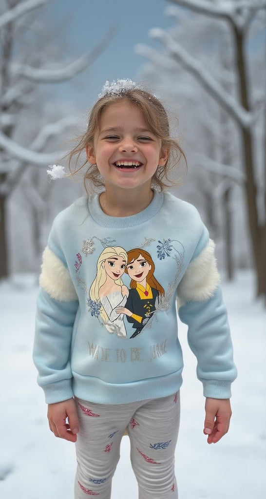 Disney Frozen Girls Sweatshirt Fleece Fur and Legging Pants Set for Toddlers and Little Kids Elsa Anna Princess