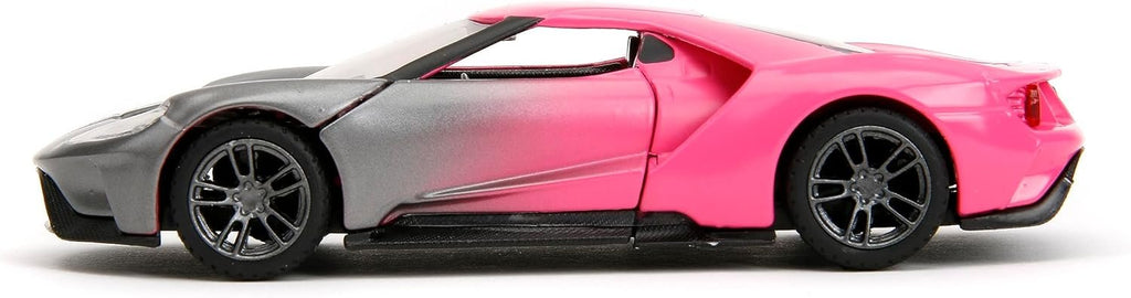 Pink Slips 1:32 W2 2017 Ford GT Die-Cast Car, Toys for Kids and Adults (Silver/Pink)
