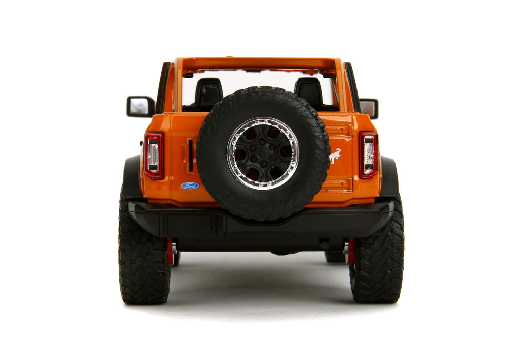 Just Trucks 1:24 2021 Ford Bronco Die-Cast Car & Tire Rack, Toys for Kids and Adults(Orange)