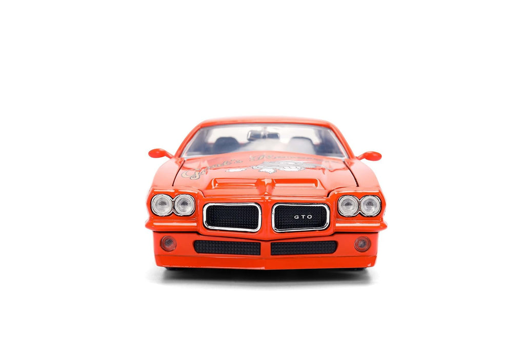 Jada Toys Bigtime Muscle 1:24 1971 Pontiac GTO Die-cast Car – Opening Doors, Hood, Trunk, Rubber Tires(Orange)