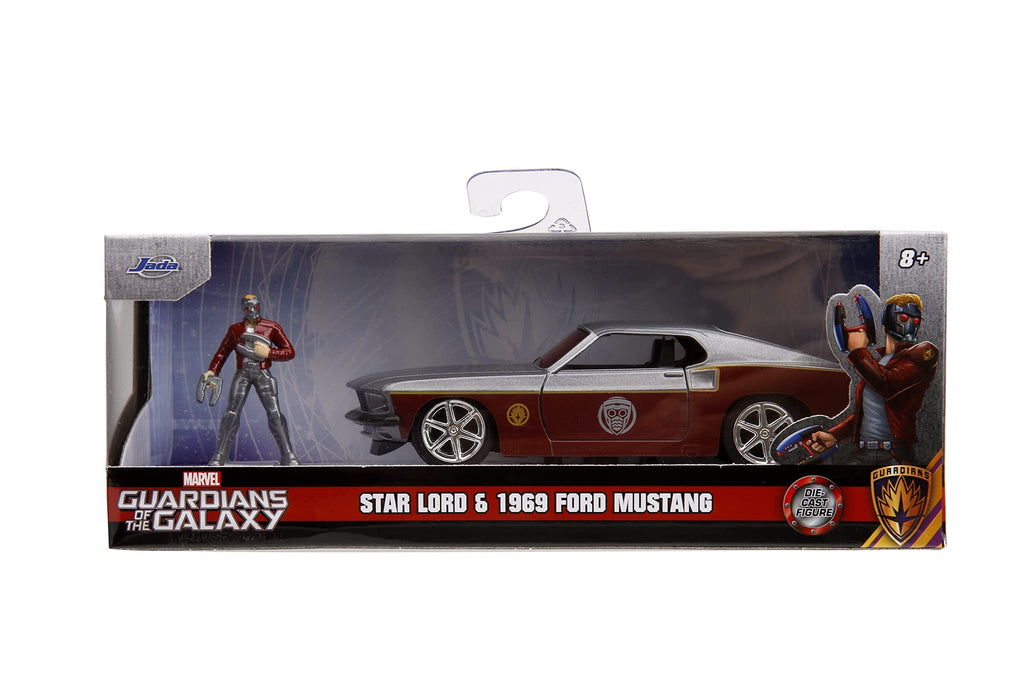 Marvel Guardians of The Galaxy 1:32 1969 Ford Mustang Die-Cast Car & 1.65" Starlord Figure, Toys for Kids and Adults