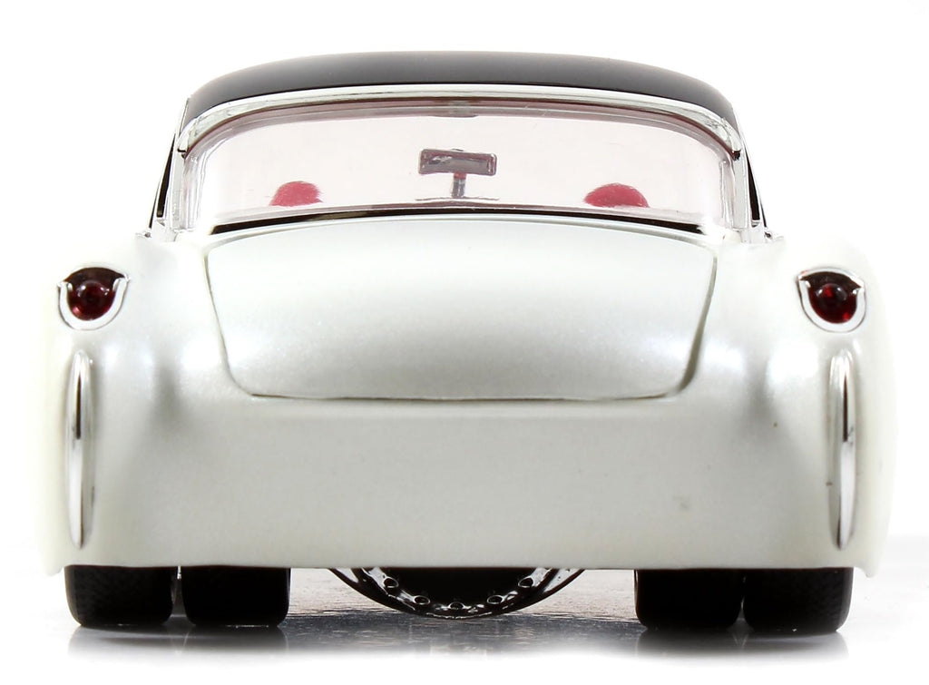 Jada Toys Bigtime Muscle 1:24 1957 Chevy Corvette Die-cast Car – Opening Doors, Hood, Trunk, Rubber Tires(White/Black)