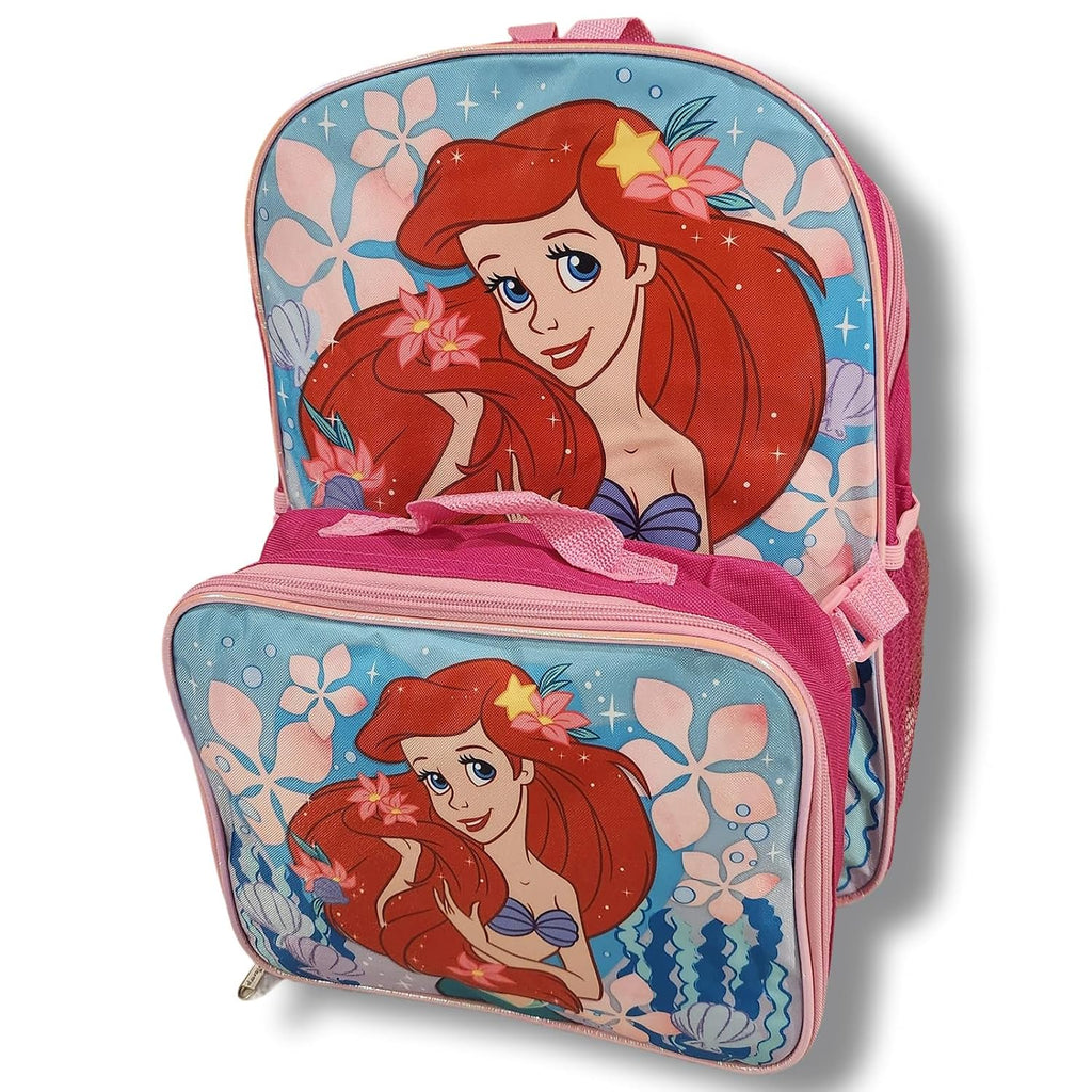 Kid's Licensed 16 Inch Backpack With Removable Lunch Box Set (Minnie Mouse Pink)