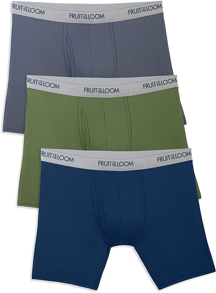 Fruit of the Loom Men's 12-Pack Everlight Boxer Briefs Breathable Nylon/Spandex Blend