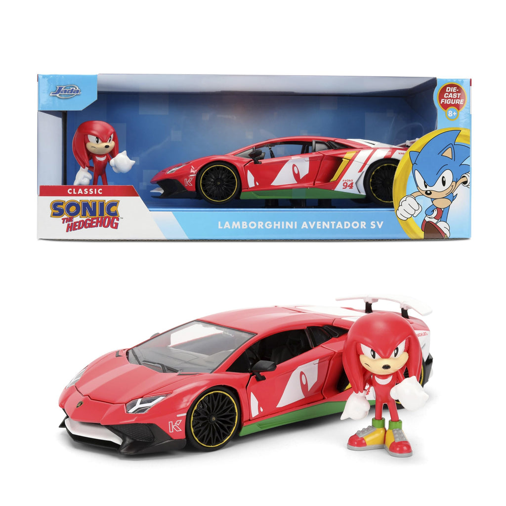 Jada Sonic Knuckles with Lamborghini Aventador SV – Hollywood Rides Die-Cast Vehicle & Knuckles Figure Toys – Opening Doors & Hood – Ages 8+