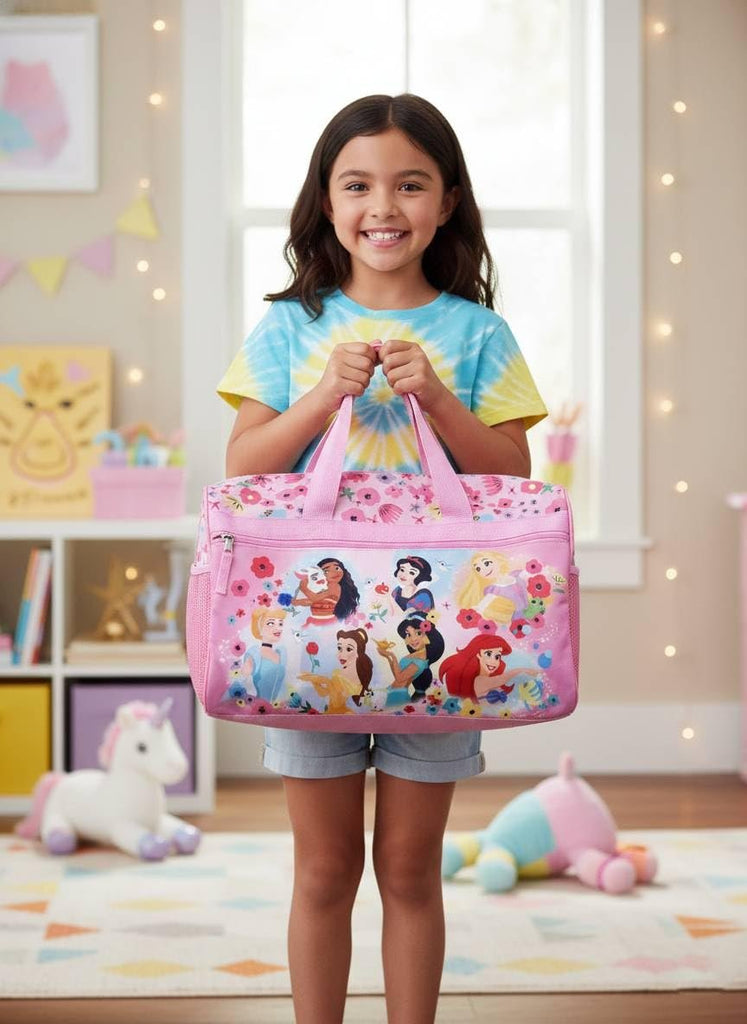 Disney Kids Duffle Bag 16.5" – Travel & Sports Bag with Zipper Pocket, Mesh Side Pockets & Shoulder Strap