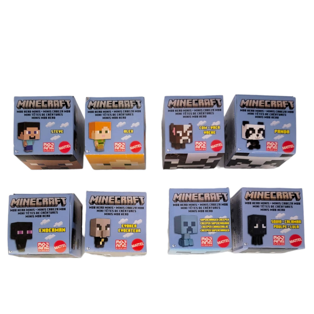 Mattel Minecraft Mob Head Minis 2022 Complete Set of 8 Micro Figures from HHP58-956B Release