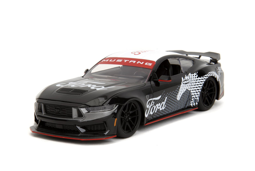 Jada Toys Bigtime Muscle 1:24 2024 Ford Mustang Dark Horse Die-cast Car – Opening Doors, Hood, Trunk, Rubber Tires(Glossy Black)